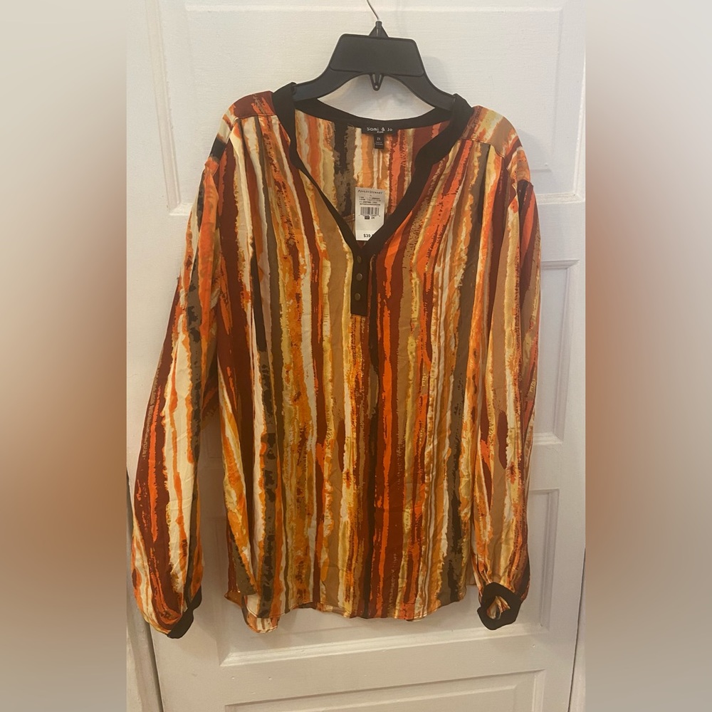 BRAND NEW! Ashley Stewart Multi-Colored Blouse with matte buttons